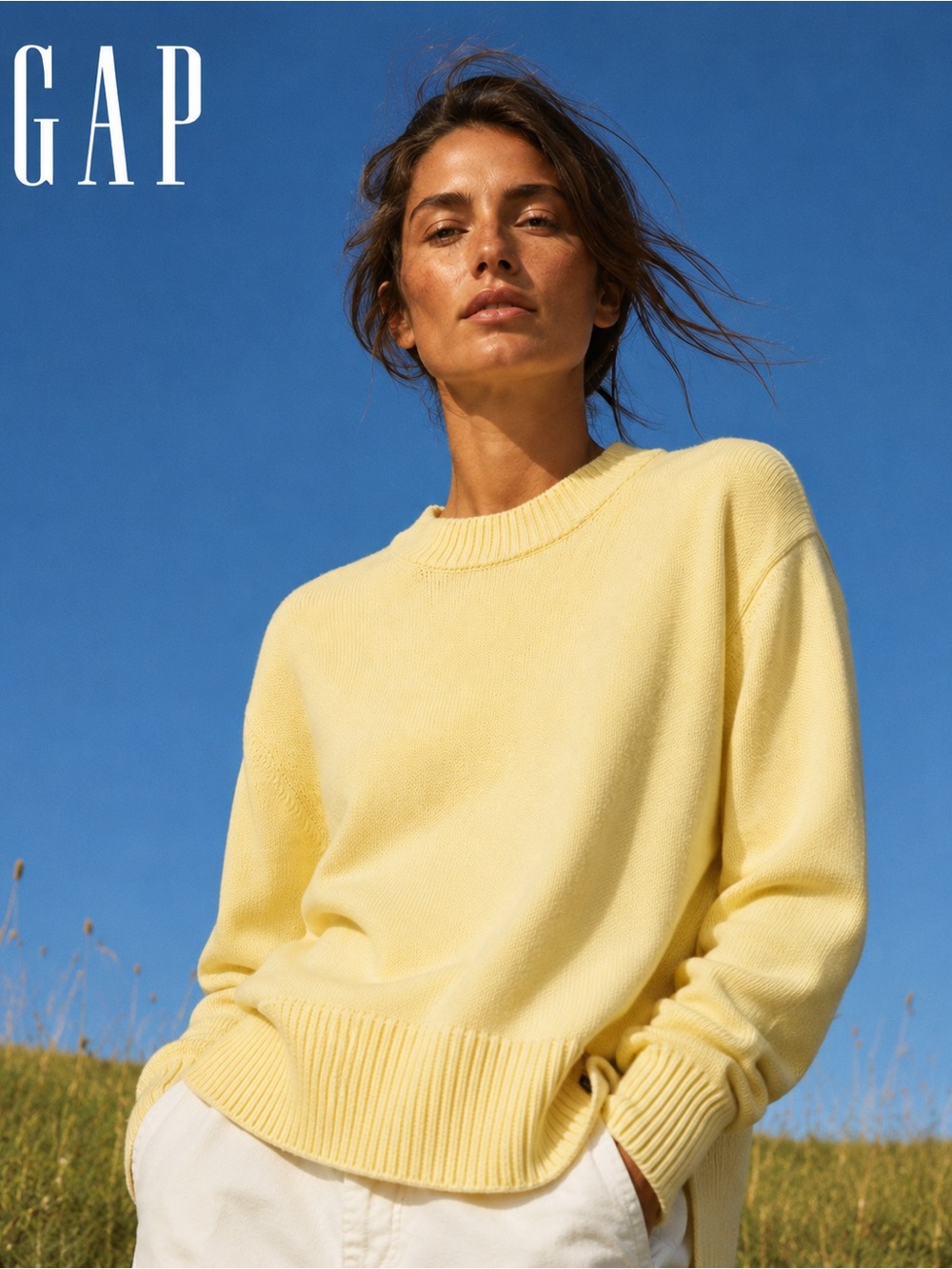 GAP Women's Crewneck Sweater - Pale Yellow